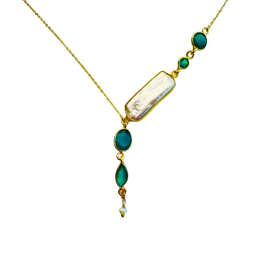 Green Pearl Envy Necklace 18K GP