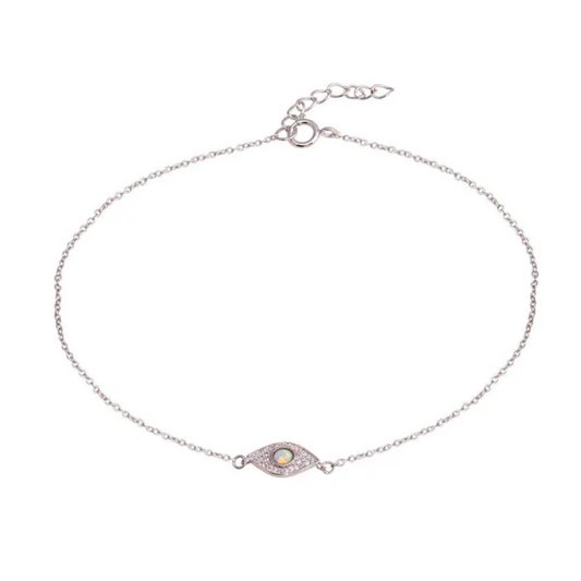 Opal Evil Eye Anklet .925