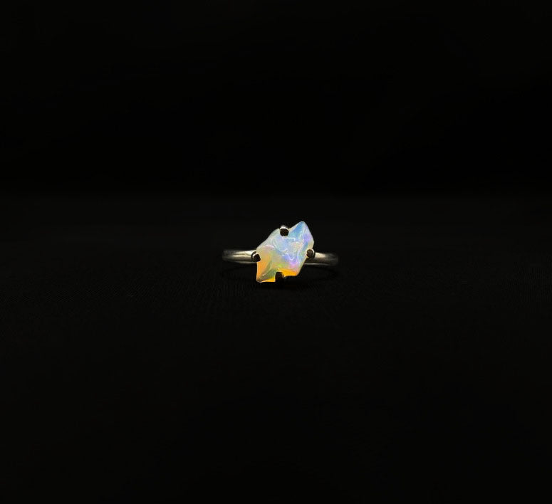 Ethiopian Opal Freeform Prong Ring .925