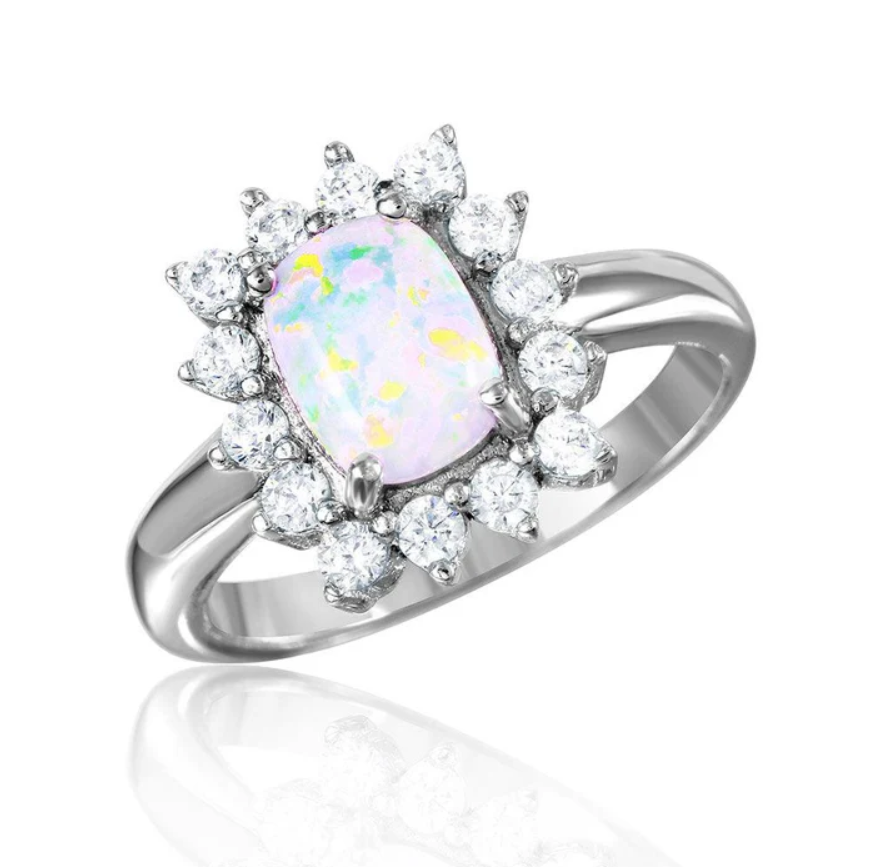 Opal Wreath Solitaire Ring .925