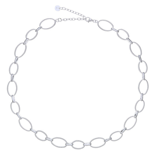 Textured Oval Chain Necklace .925