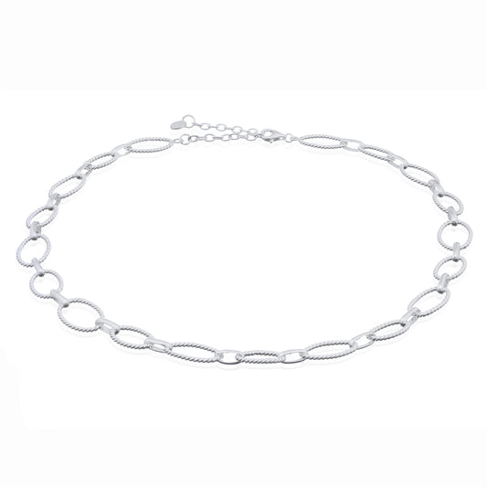 Textured Oval Chain Necklace .925