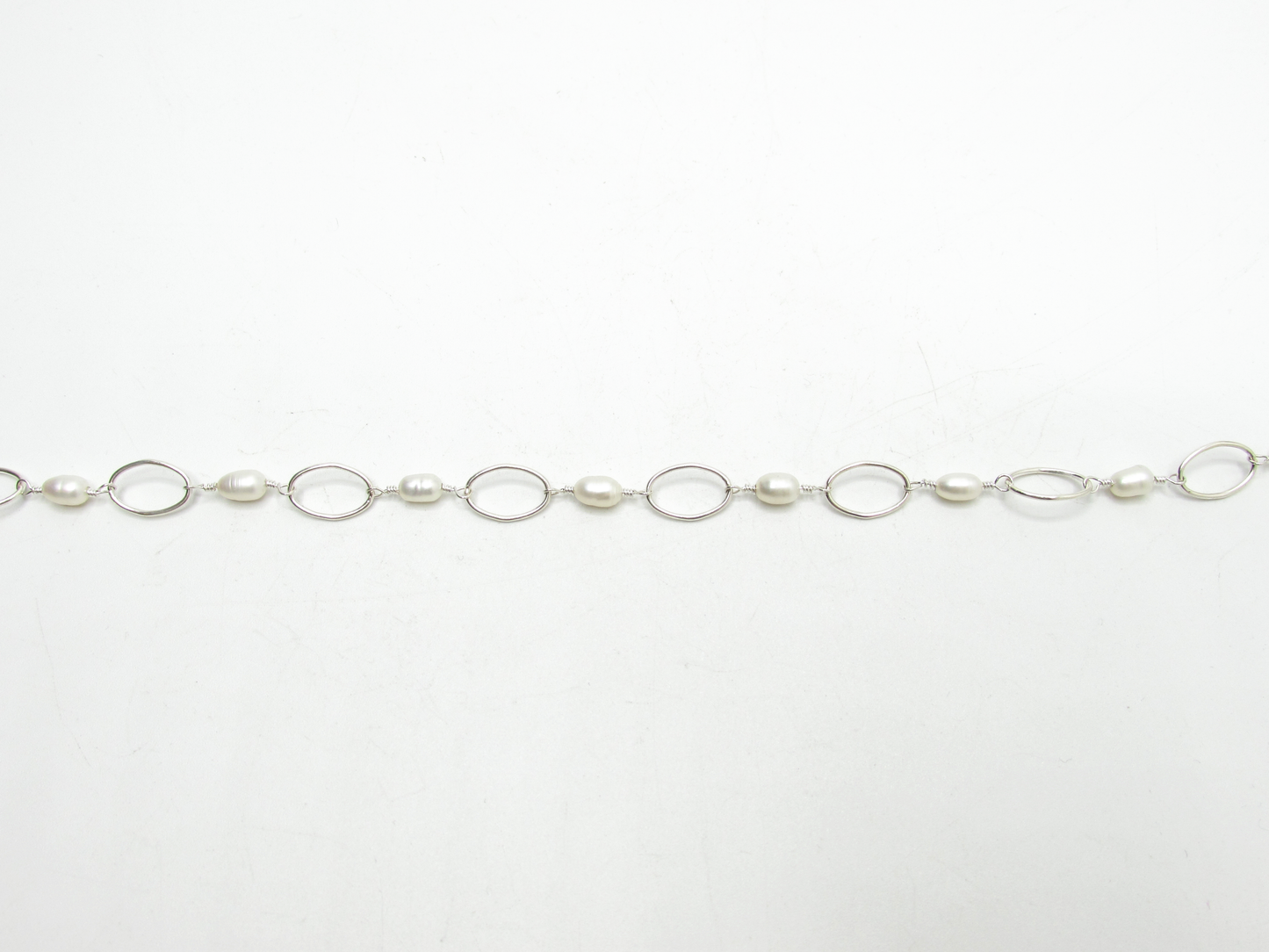 Oval Pearl Chain Necklace .925