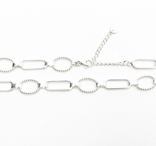 Oval & Rectangle Choker Necklace .925