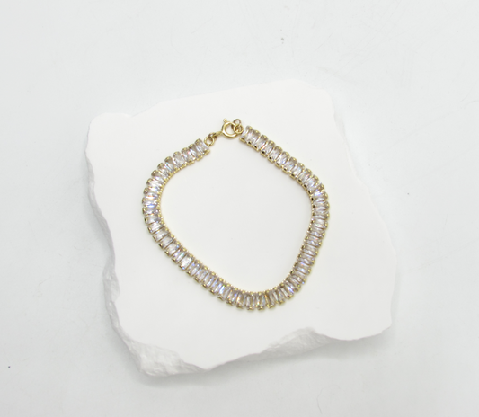 Paneled Bling Bracelet 14K GP