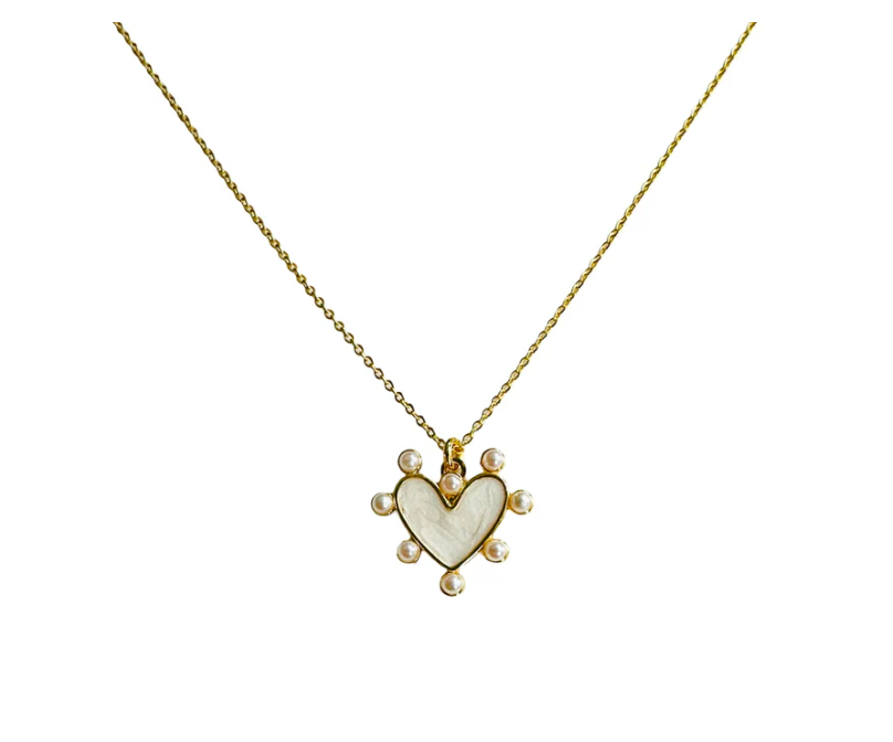 Pearl Heart Necklace 18K GP
