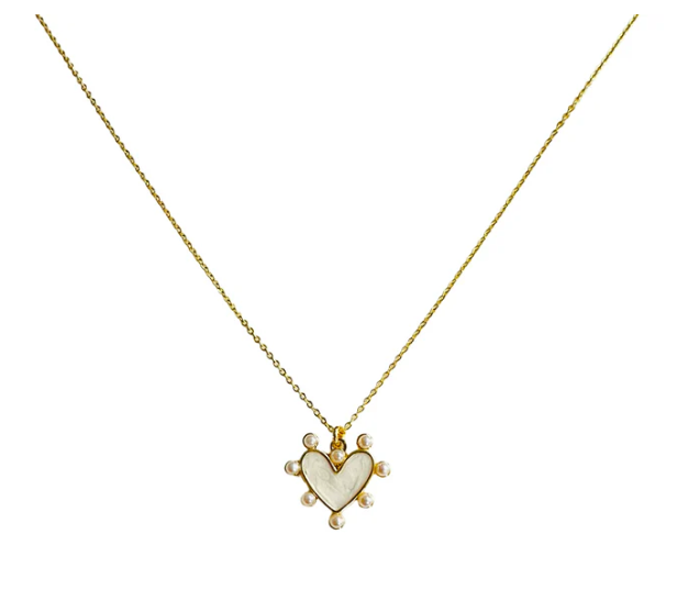 Pearl Heart Necklace 18K GP