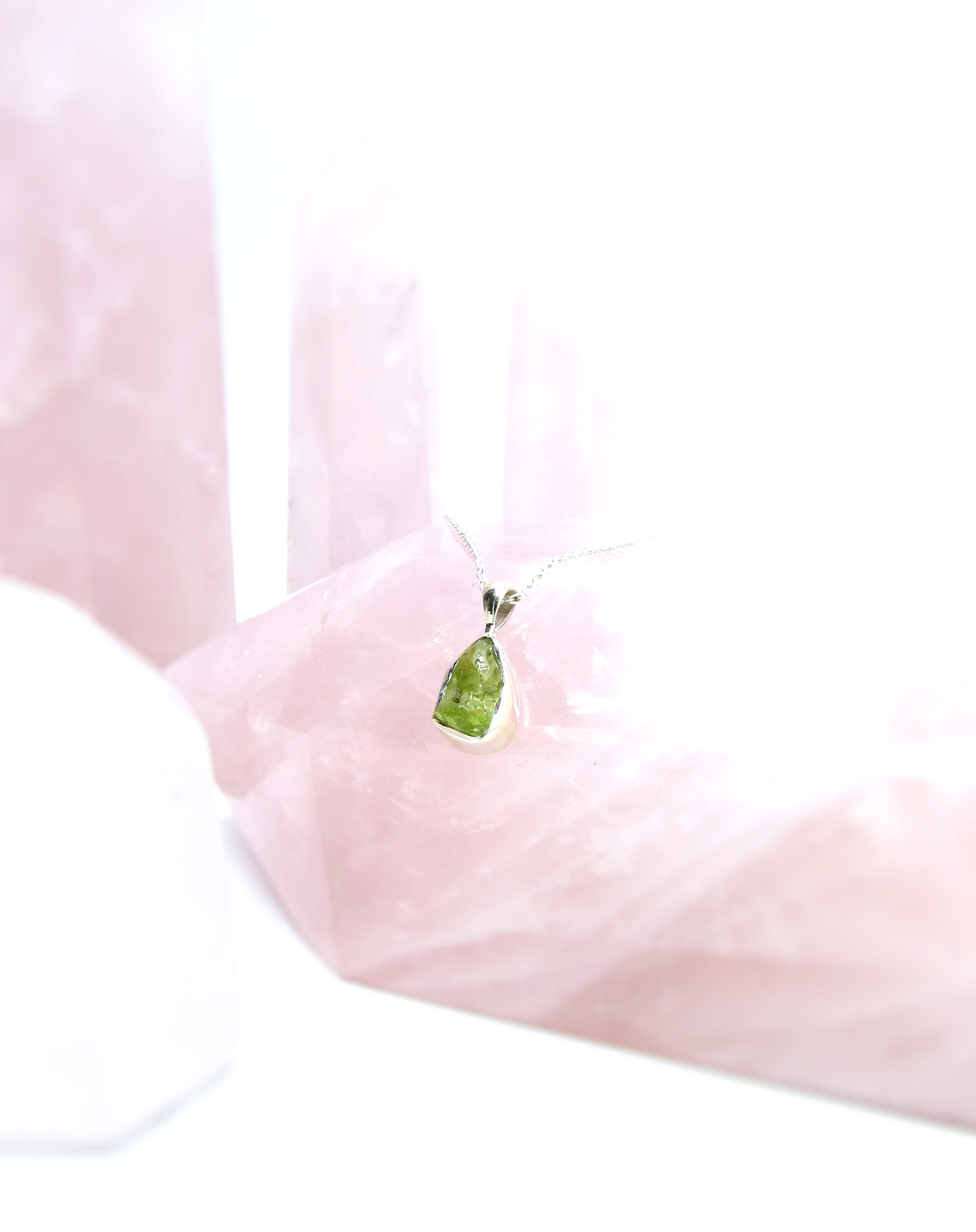 Natural Peridot Freeform Pendant – Sterling Silver .925