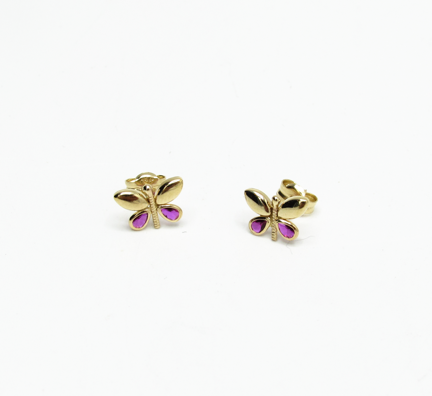 Pink Butterfly Stud 14K Gold
