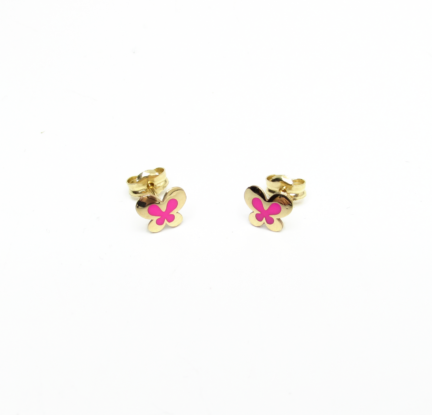 Pink Spring Butterfly Studs 14K Gold