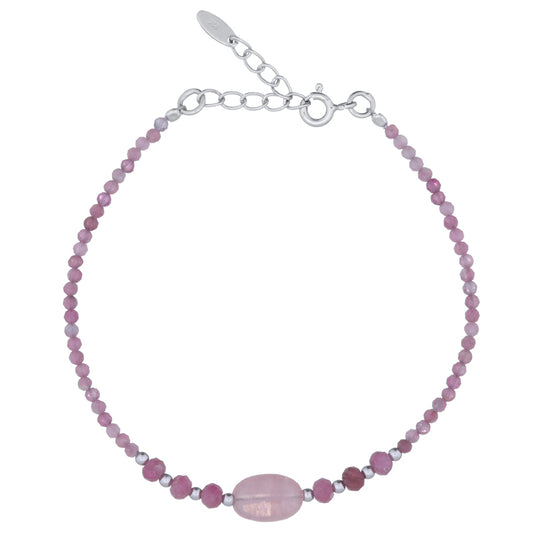 Pink Tourmaline Stone Bracelet .925