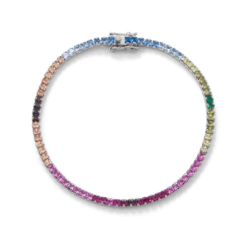 Rainbow Tennis Bracelet .925 Sterling Silver