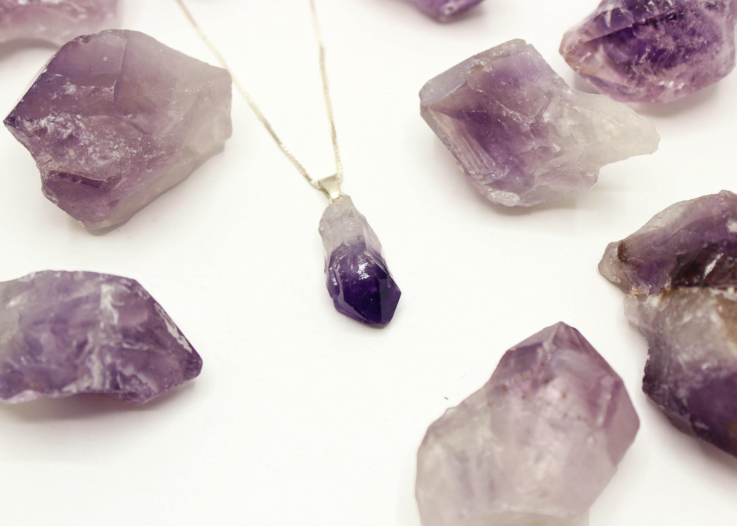 Amethyst Raw Pendant Necklace .925