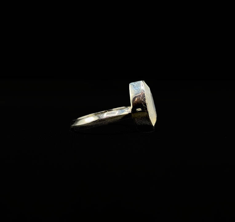 Rainbow Moonstone Faceted Teardrop Ring .925