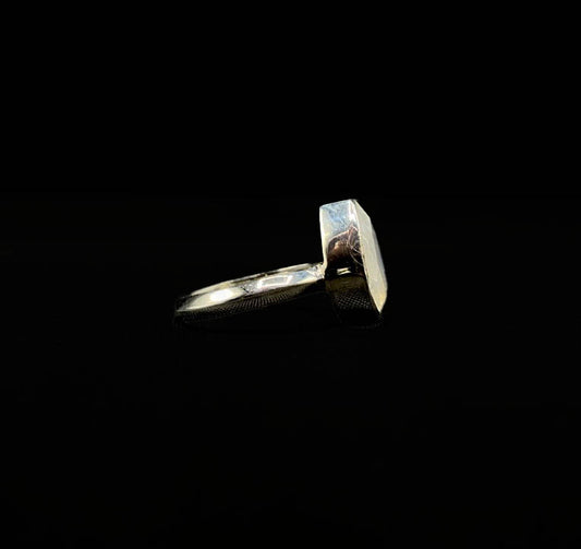 Rainbow Moonstone Faceted Teardrop Ring .925