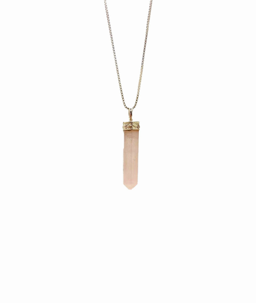 Rose Quartz Mini Crystal Point Necklaces .925 Adjustable Chain