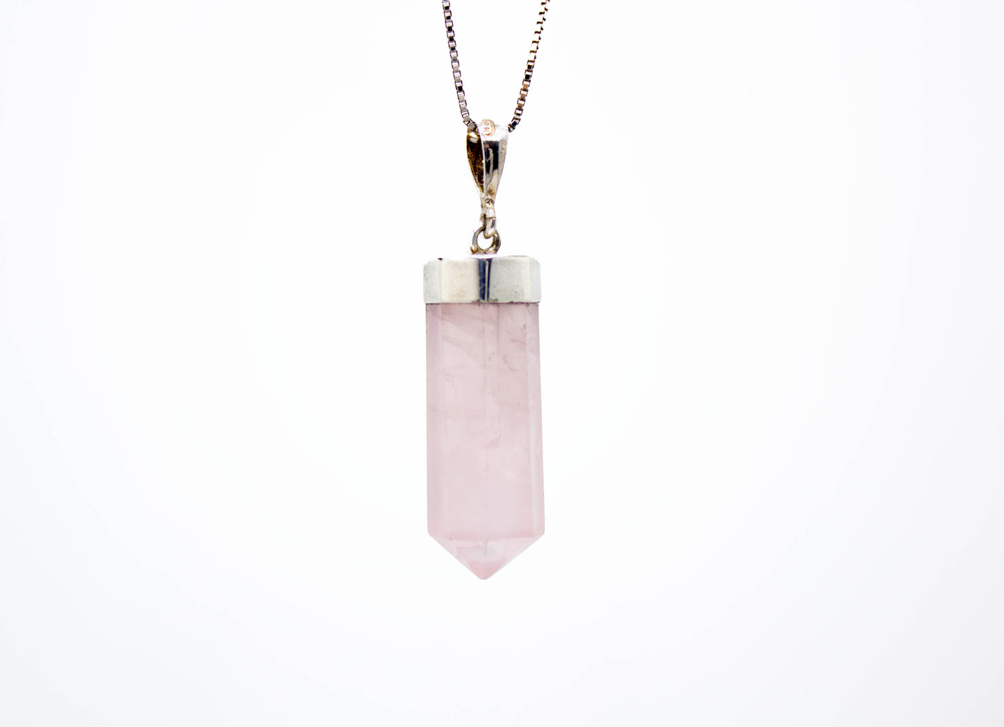 Rose Quartz Crystal Point .925 Pendant