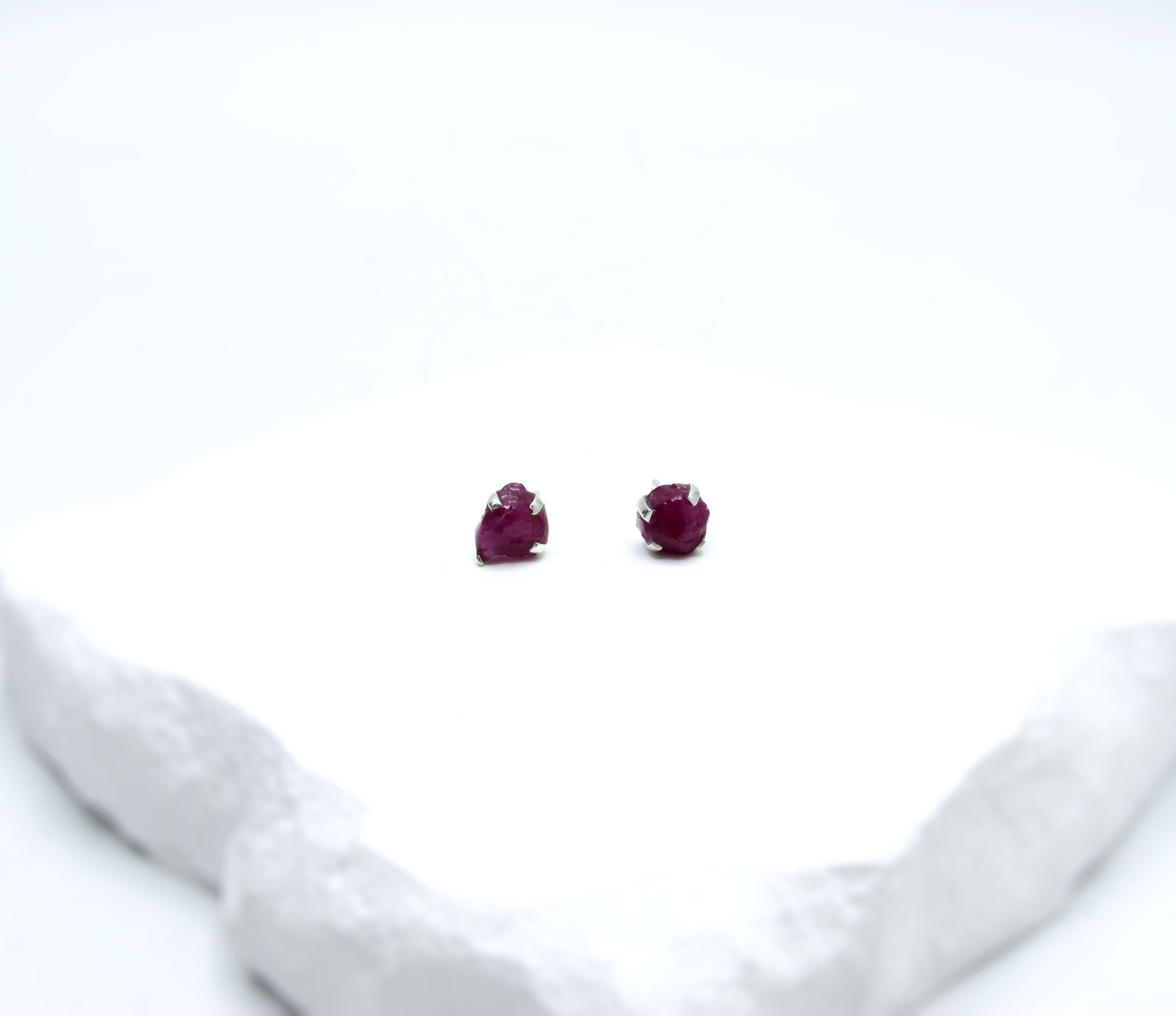 Ruby Birthstone Stud Earrings – Sterling Silver