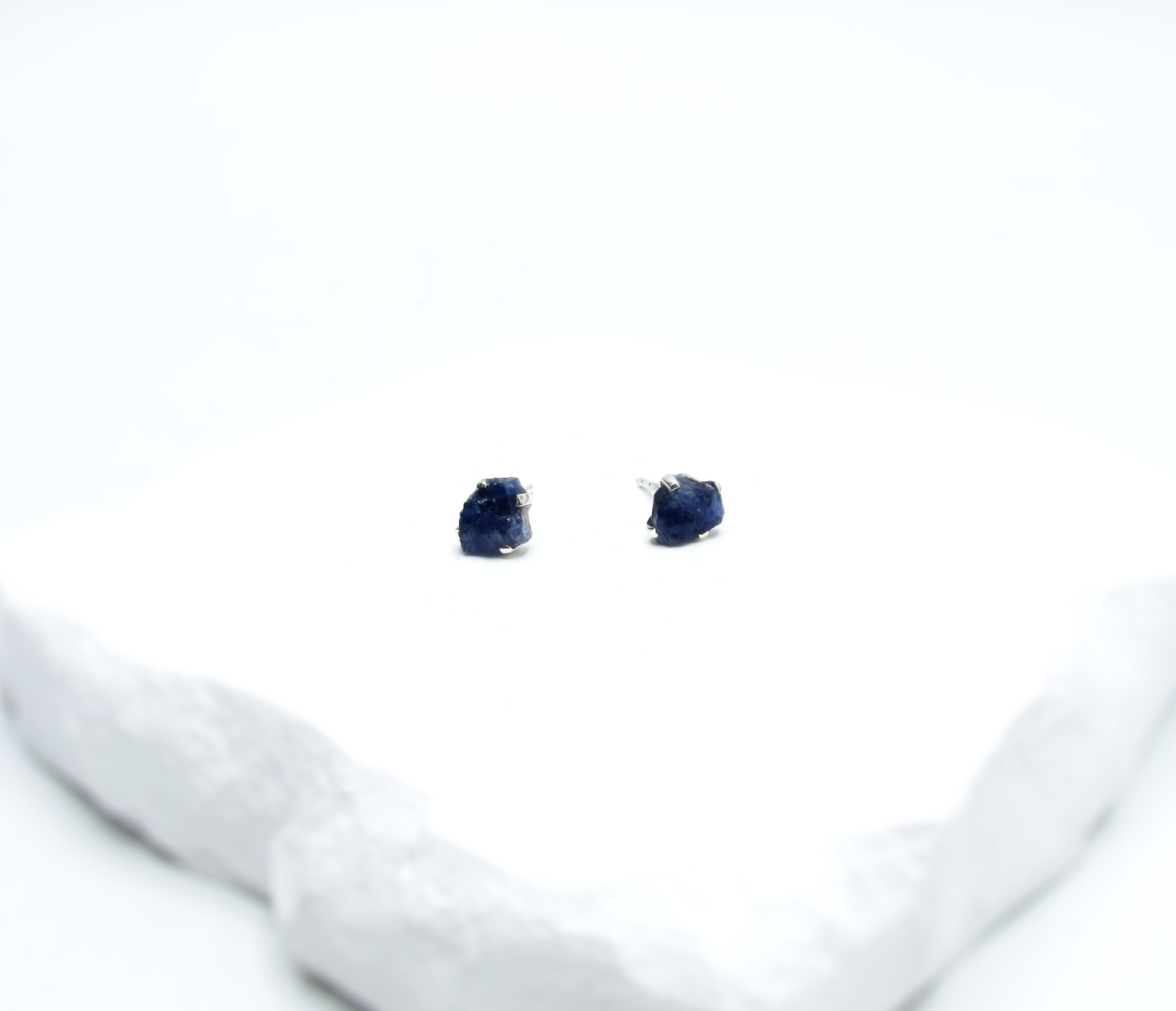 Blue Sapphire Birthstone Stud Earrings – Sterling Silver