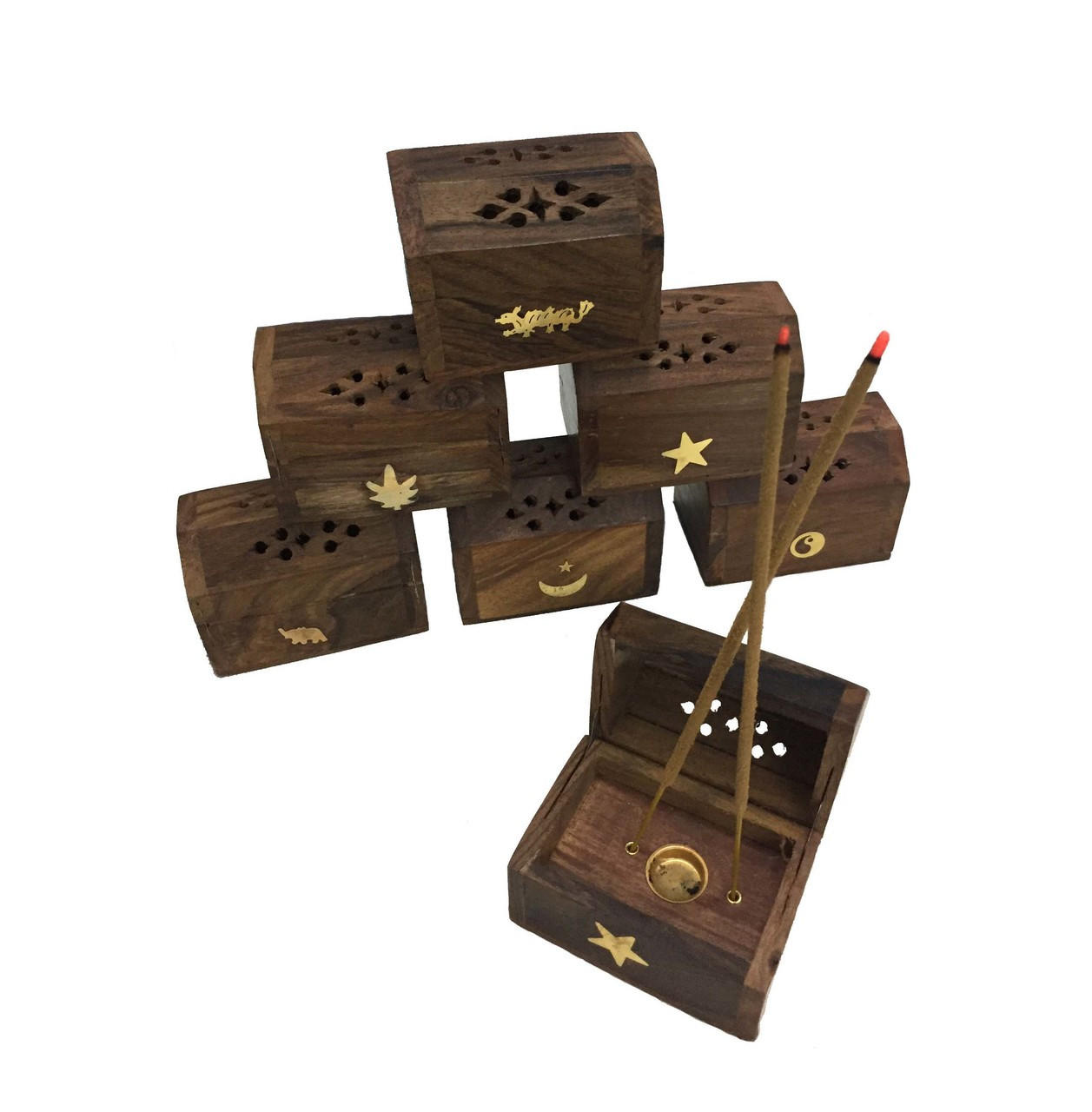 Handcrafted Wooden Coffin Incense and Cone Burner Small