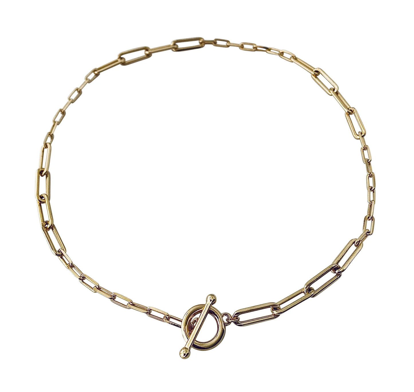 Small Large Paperclip Toggle Necklace 14K GF