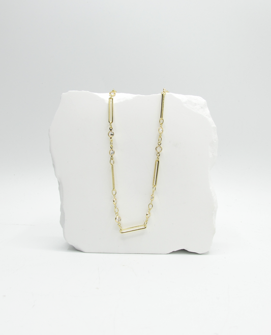 Sparkle CZ Paperclip Chain NK 14K GF