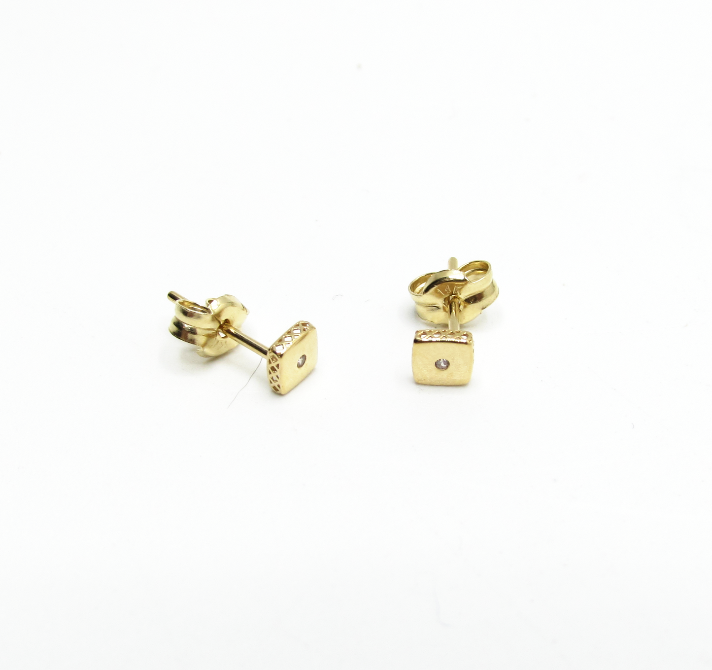 Square CZ Studs 14K Gold