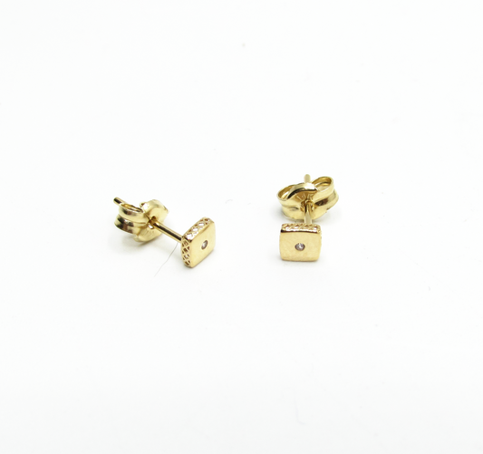 Square CZ Studs 14K Gold