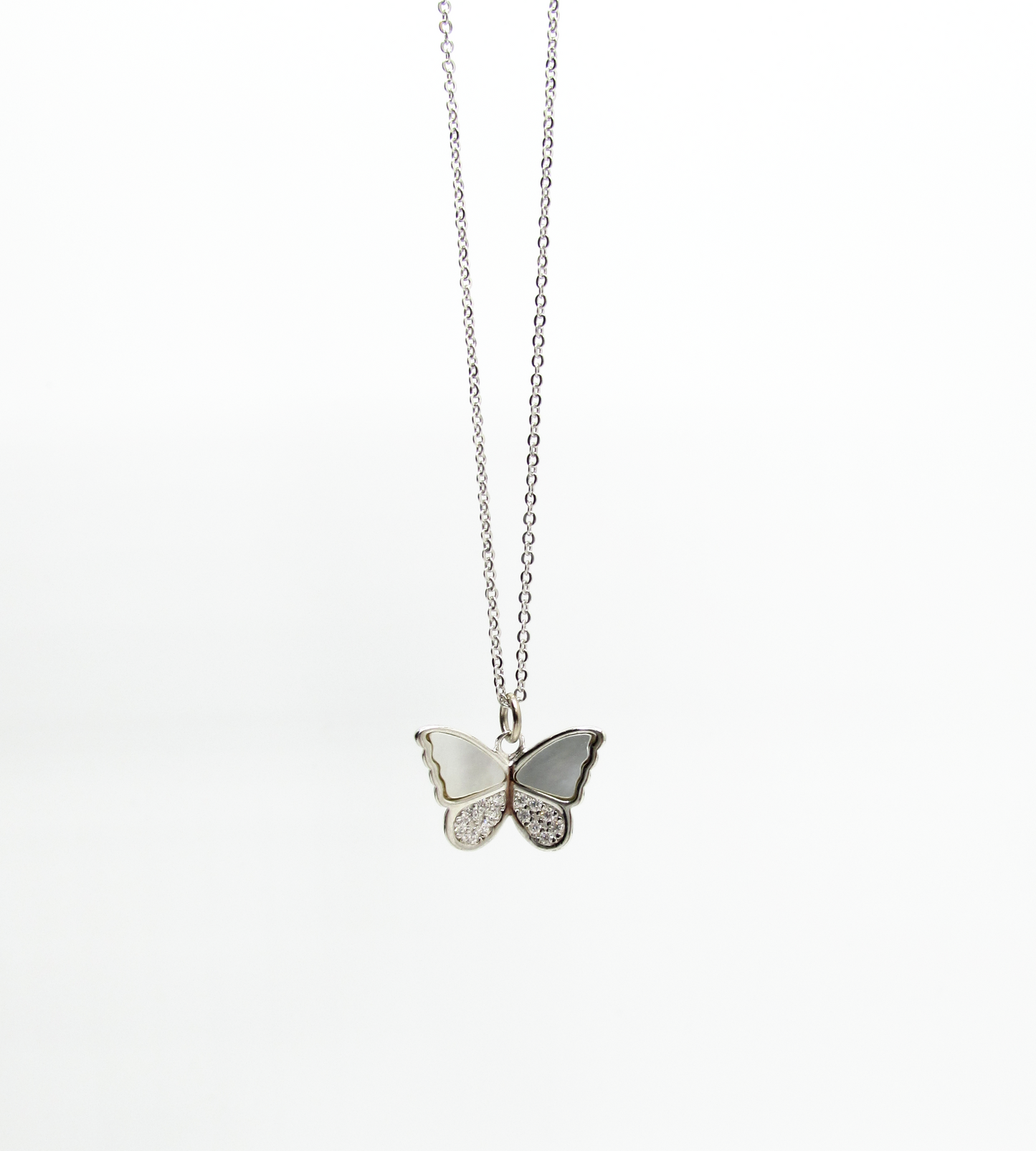 MOP CZ Butterfly Necklace .925