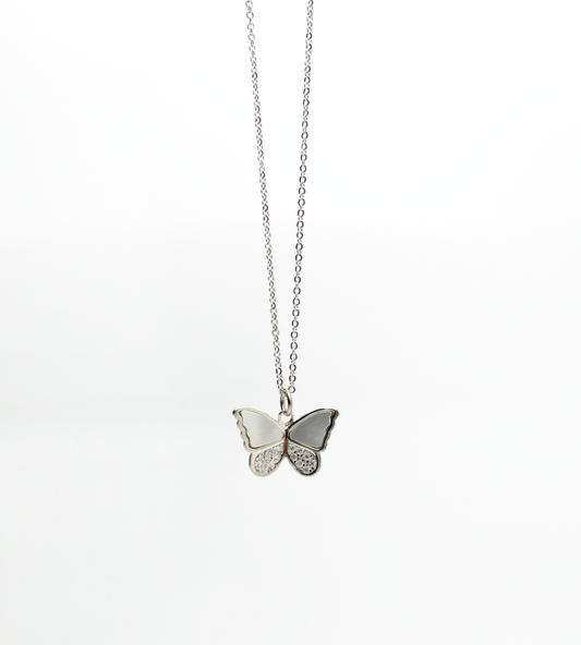 MOP CZ Butterfly Necklace .925