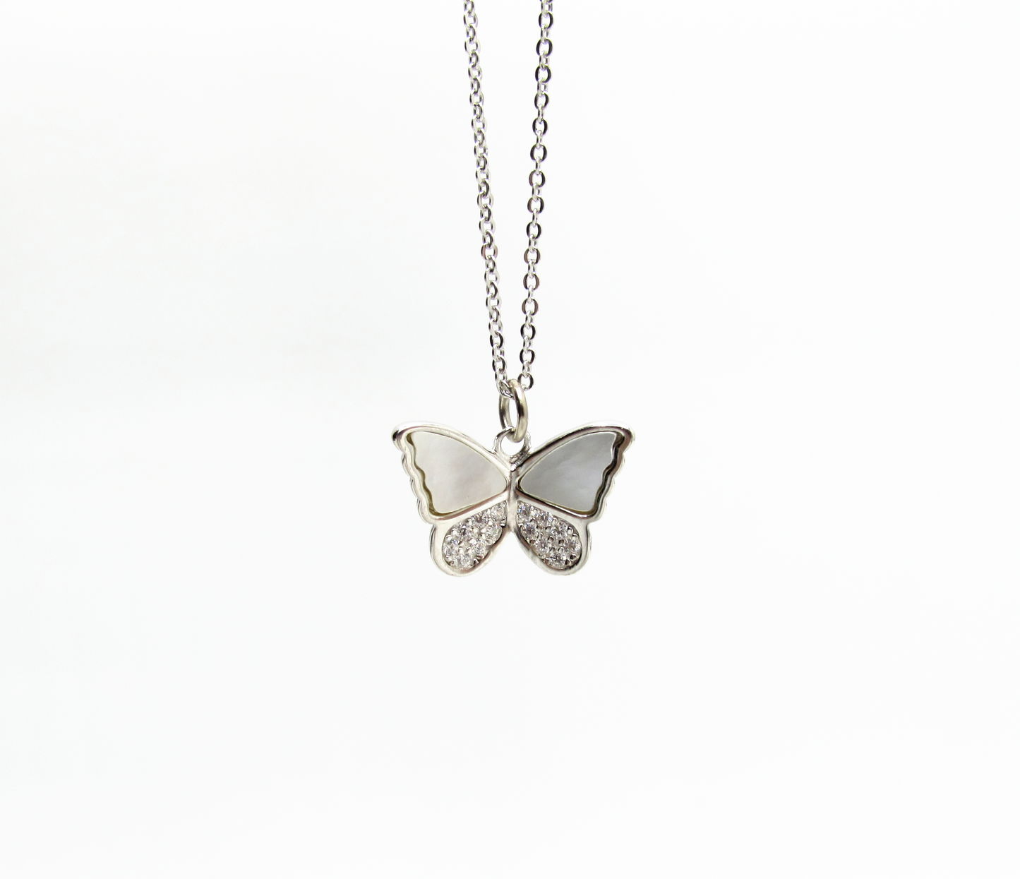 MOP CZ Butterfly Necklace .925