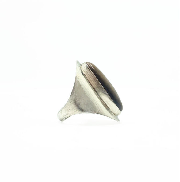 Tigers' Eye Oval Cocktail Ring .925