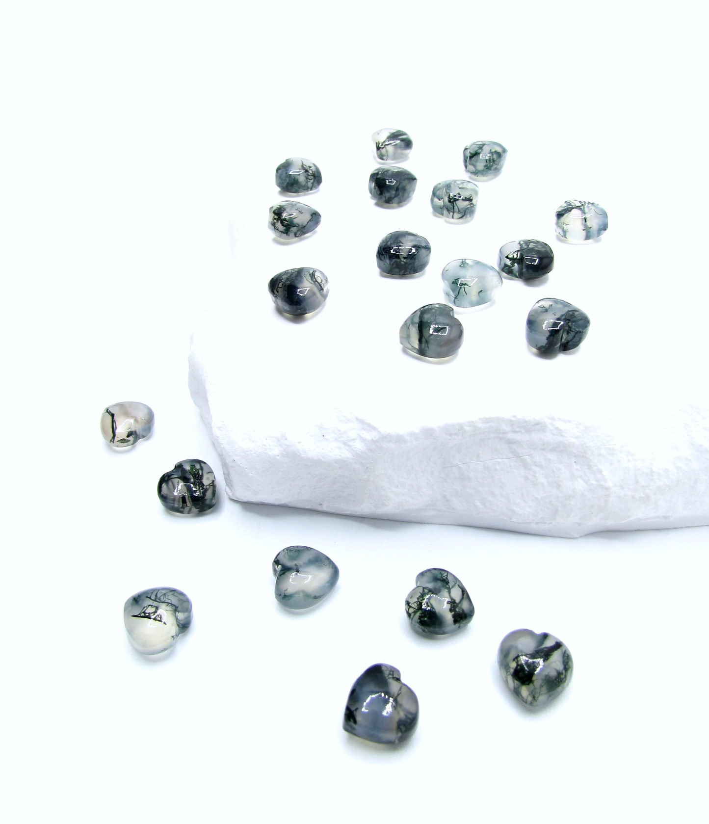 Moss Agate Micro Heart