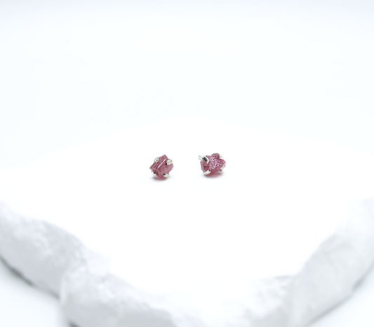 Watermelon Tourmaline Birthstone Stud Earrings – Sterling Silver