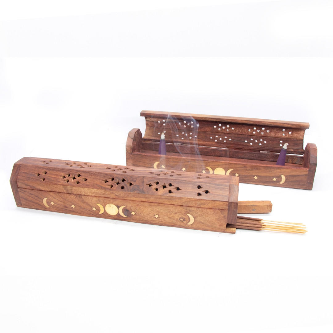 Handcrafted Triple Moon Incense and Cone Coffin Burner