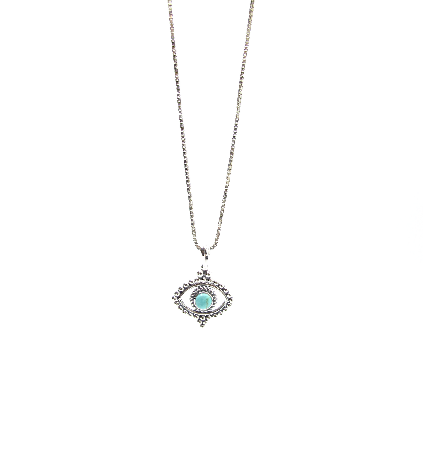 Turquoise Dotted Evil Eye Necklace .925