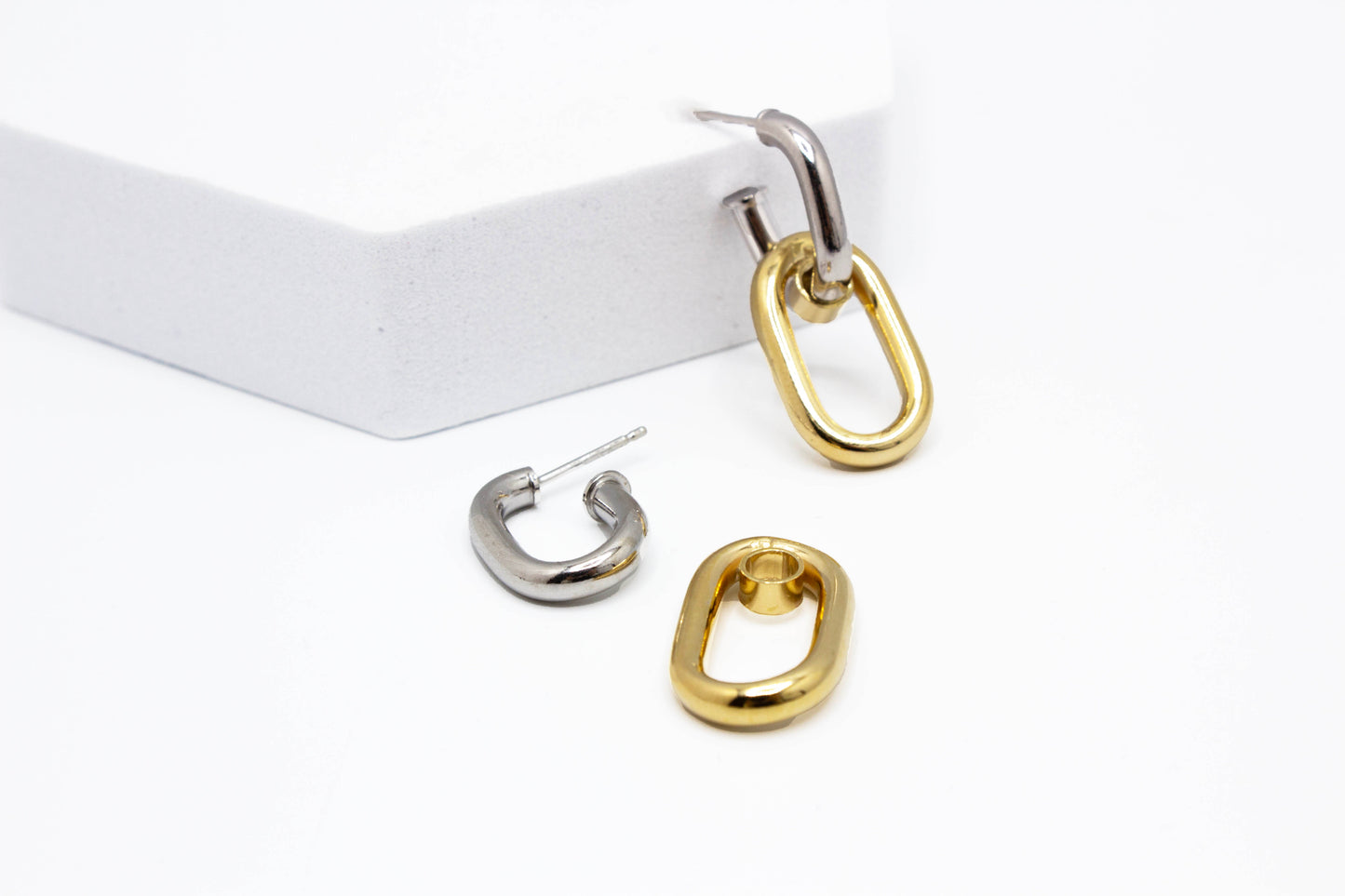 Mixed Metal Removable Paperclip Earring .925