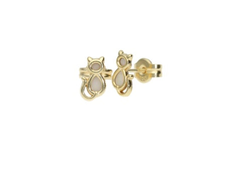 Meow Life Cat Studs 14K Gold