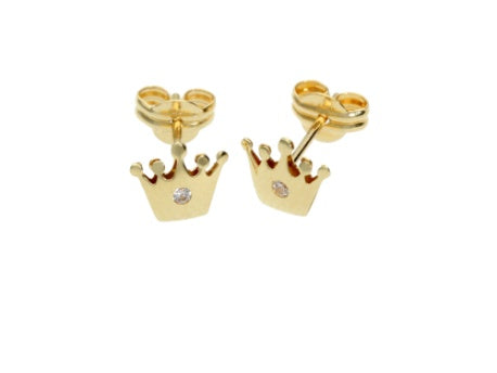 Royal Crown Studs 14K Gold