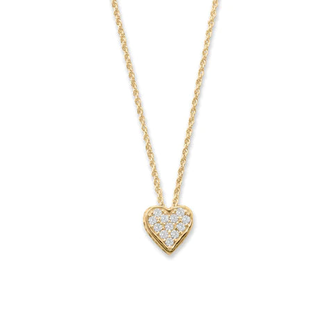 MOM Bling Heart Necklace 14K GP