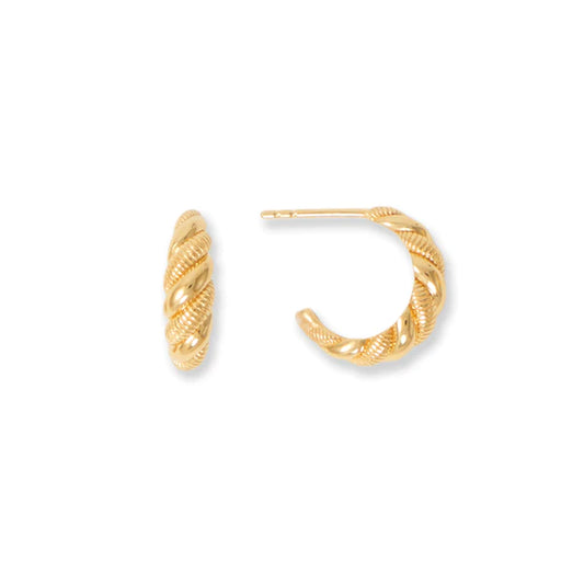 14K Gold Plated Mini Twist Hoop Earrings