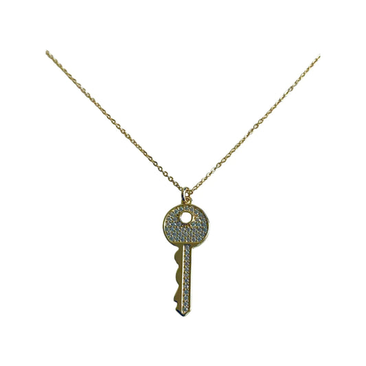 18K GP CZ Key Necklace