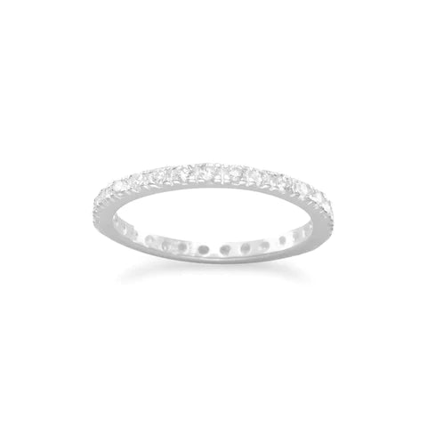 .925 CZ 2mm Eternity Band Ring