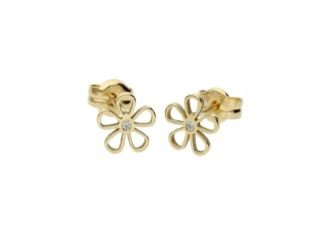 Flower Outline Studs 14K Gold