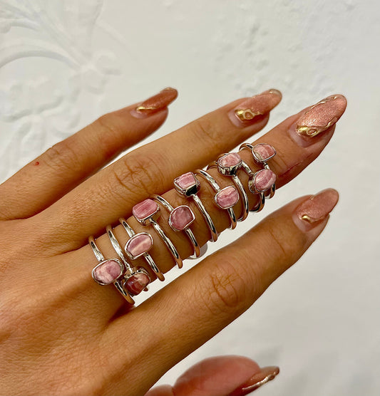 Rhodochrosite Stacking Ring .925