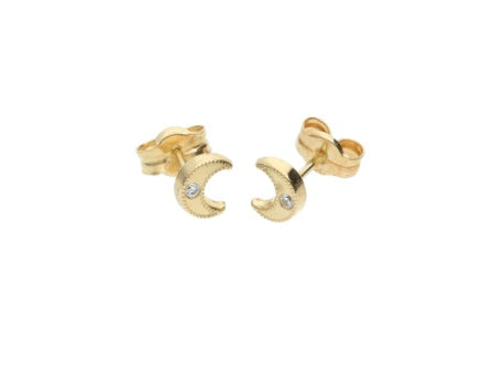 Crescent Moon Stud 14K Gold