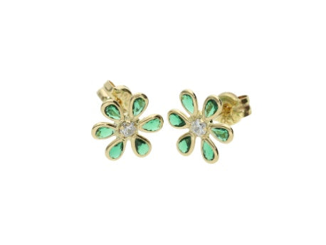 Green Petals Stud 14K Gold
