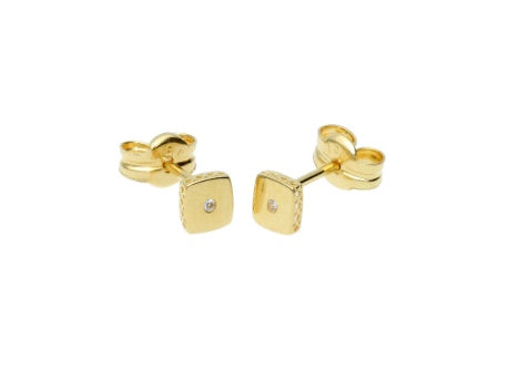 Square CZ Studs 14K Gold