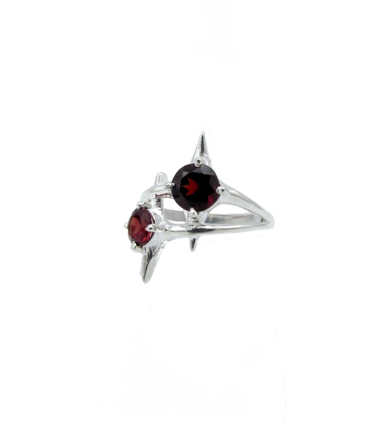 Garnet Twin Stars Ring | Sterling Silver