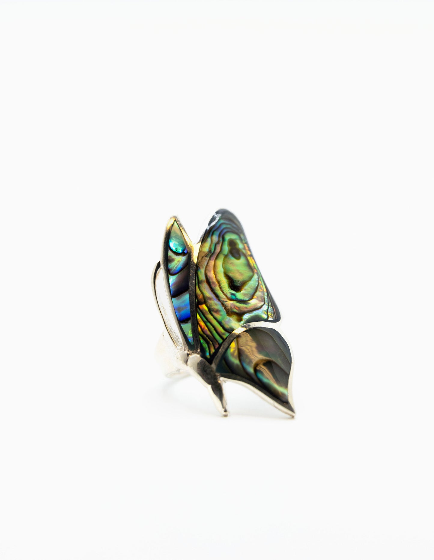 Abalone Sideway Butterfly Ring .925 Sterling Silver